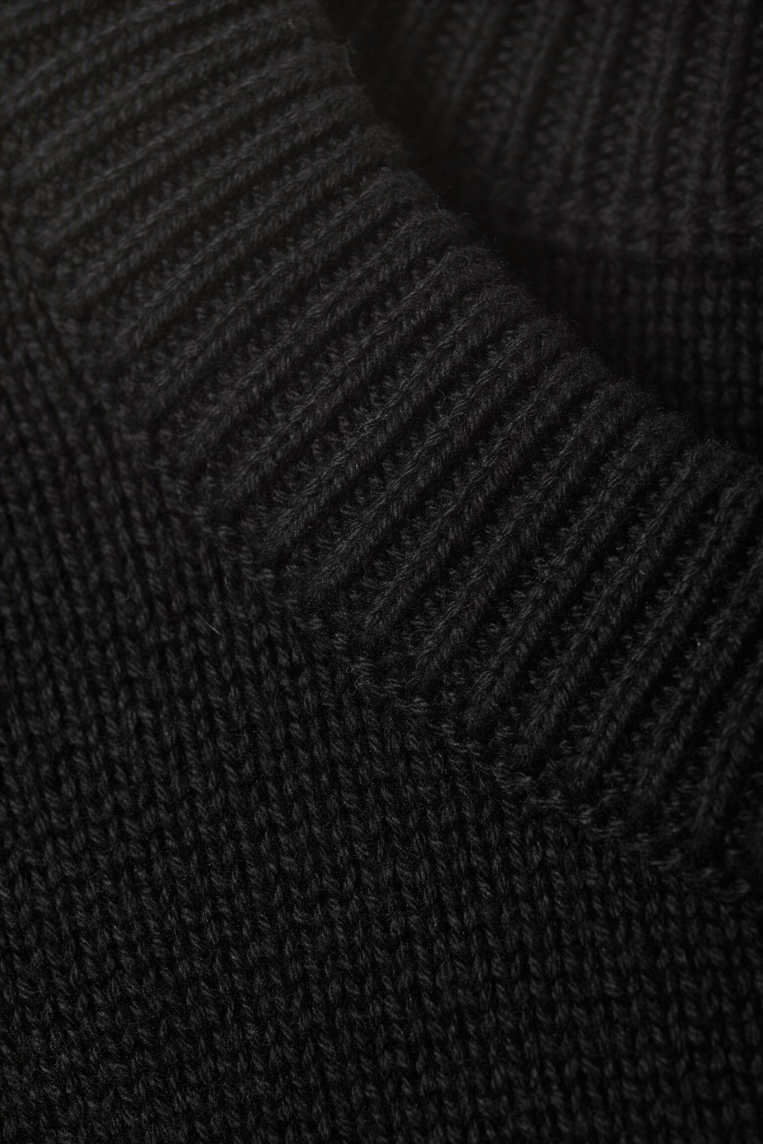 Regular Knitted Cotton Sweater - Black/Dirty White - 4