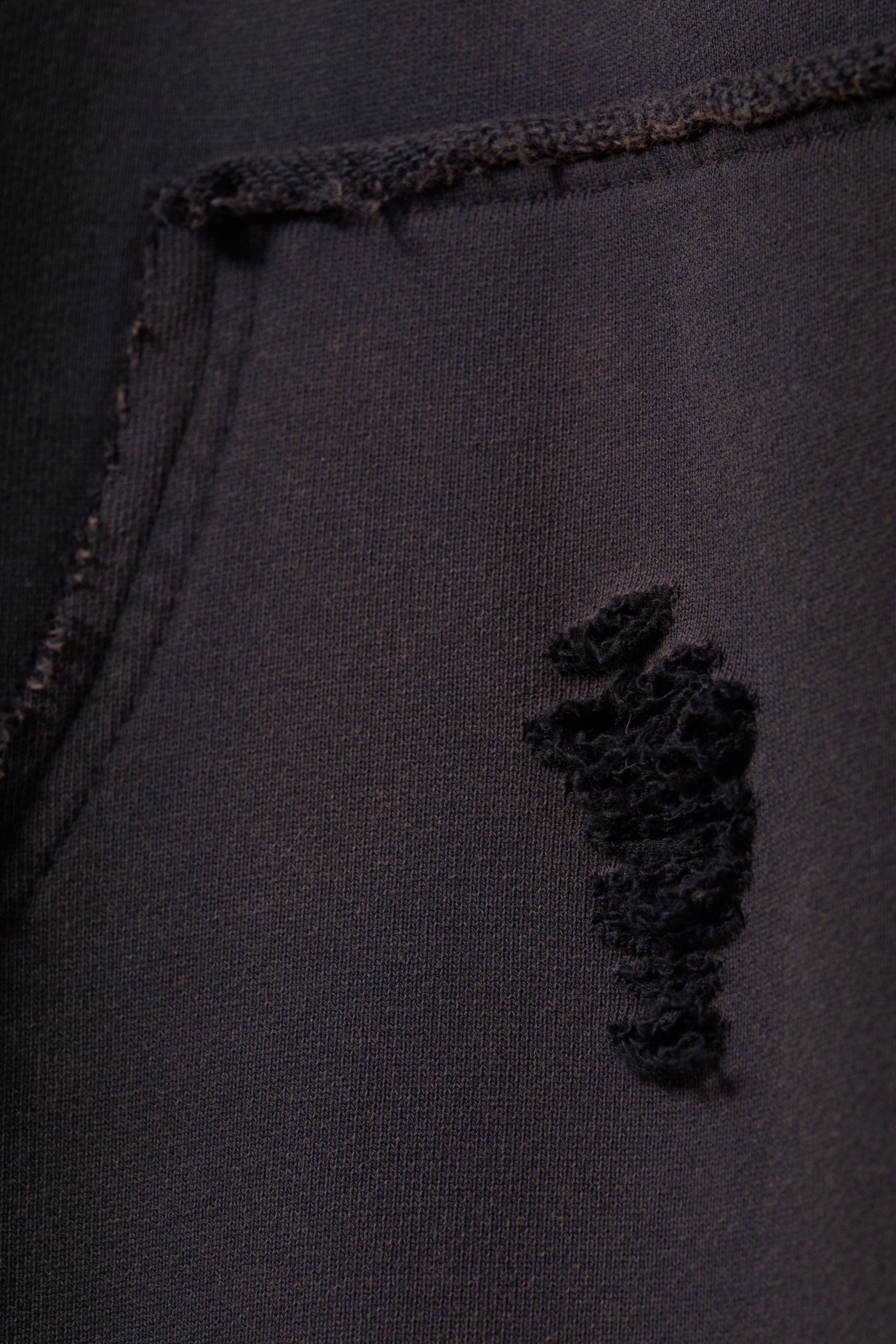 Dark Blue - Distressed Cotton Terry Sweatpants - 8