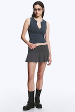 Black - Flared Mid-Rise Mini Skirt - 0