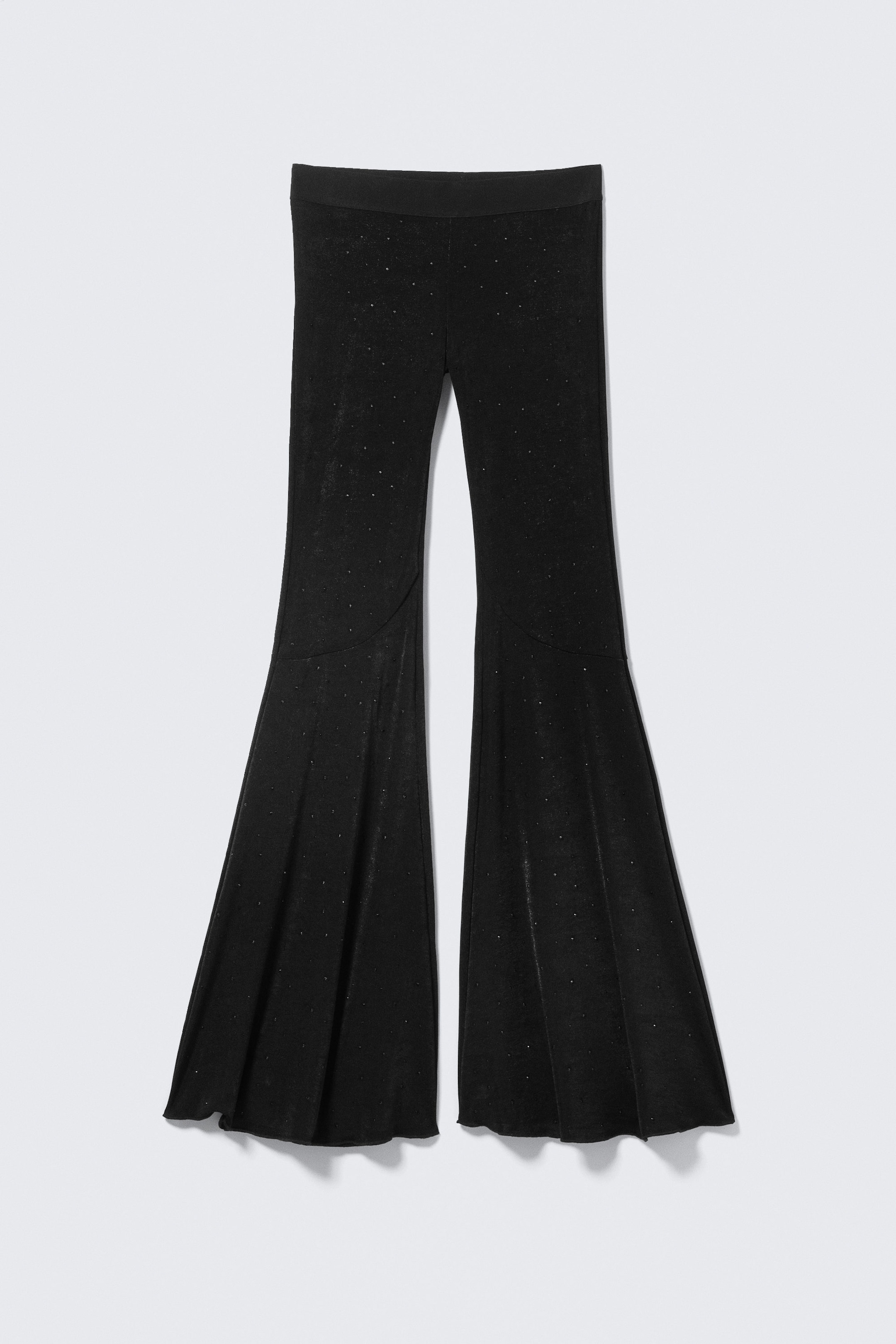 Black - Rhinestones - Flared Rhinestone Trousers - 4