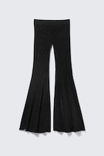 Black - Rhinestones - Flared Rhinestone Trousers - 4