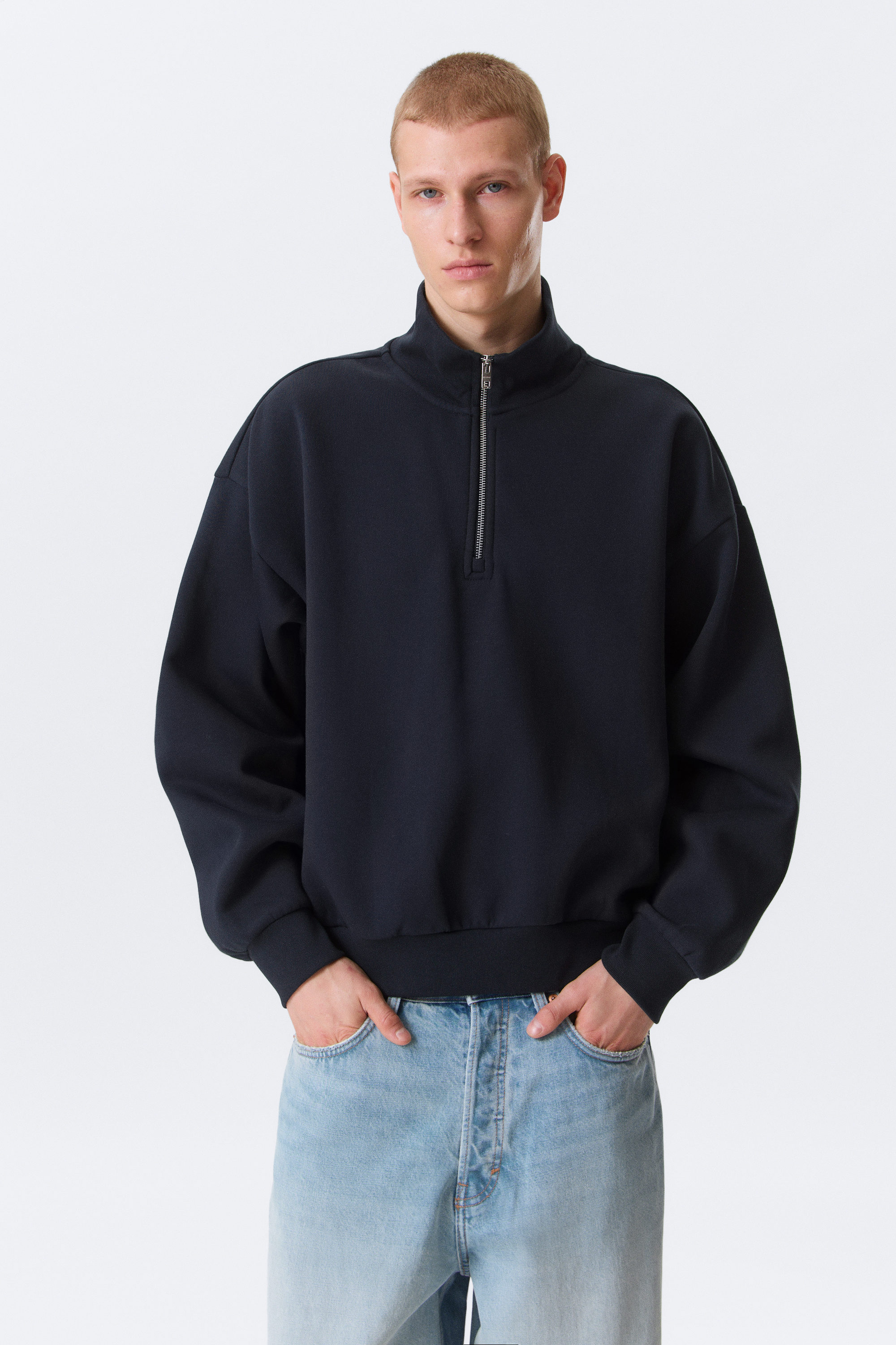Mörk marinblå - Loose halvzip-sweatshirt - 2