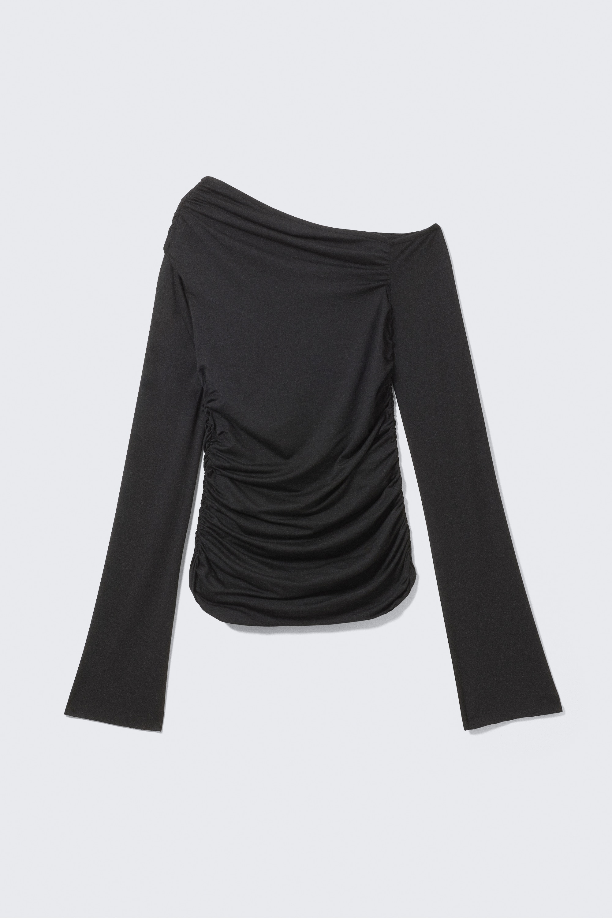 Drape Asymmetric Lyocell Top - Black/Dark Brown