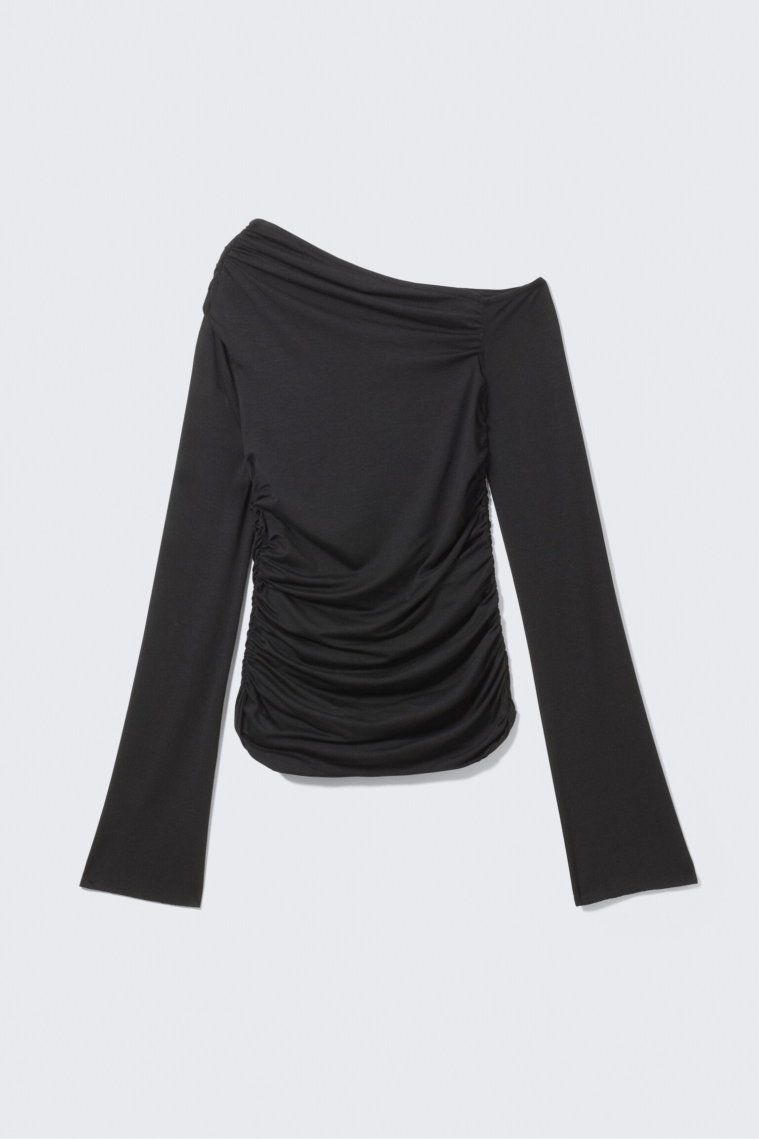 Draperad Asymmetrisk Lyocell-topp - Svart/Mörkbrun - 2