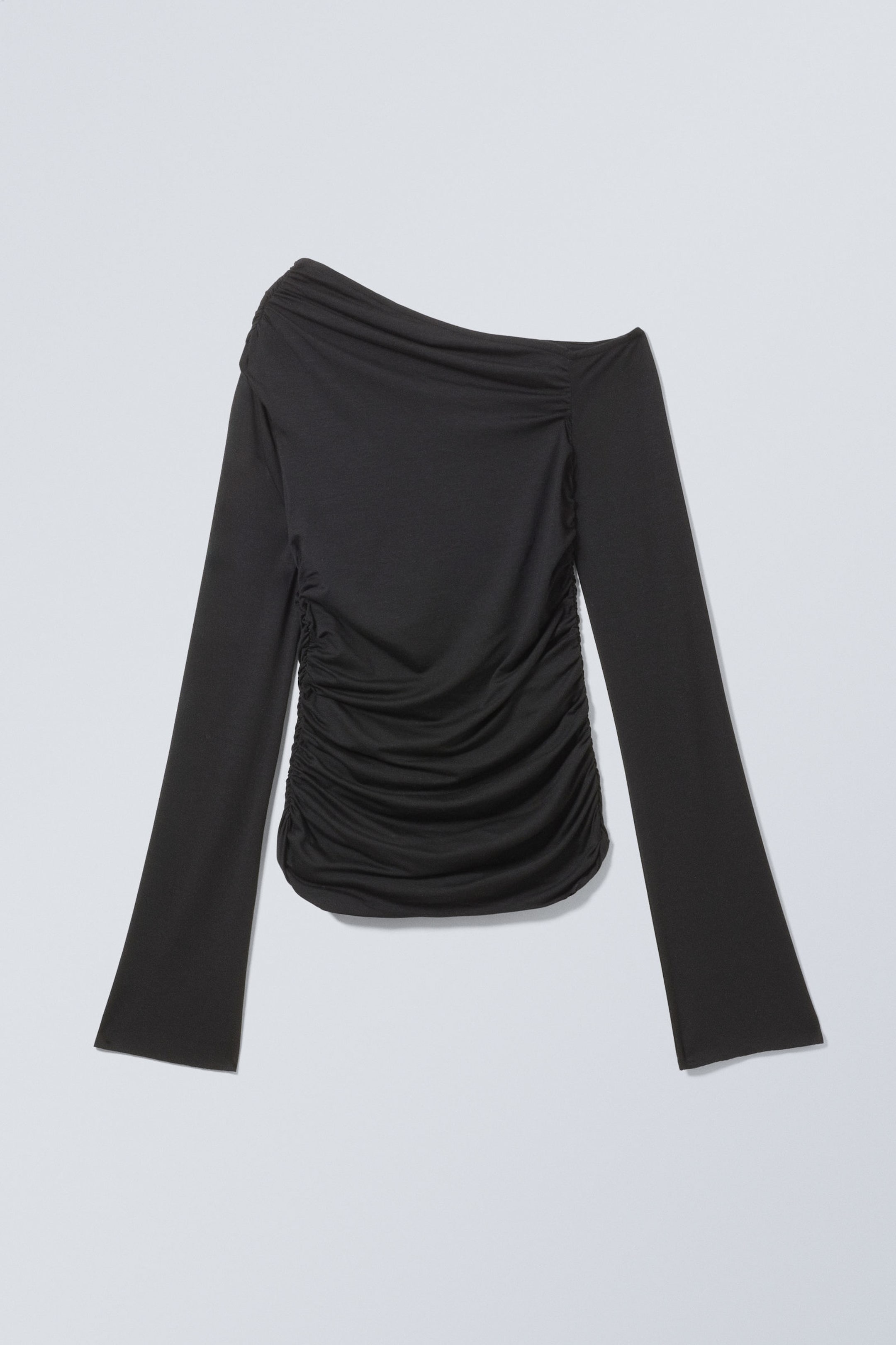 Black - Drape Asymmetric Lyocell Top - 3