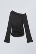 Black - Drape Asymmetric Lyocell Top - 3