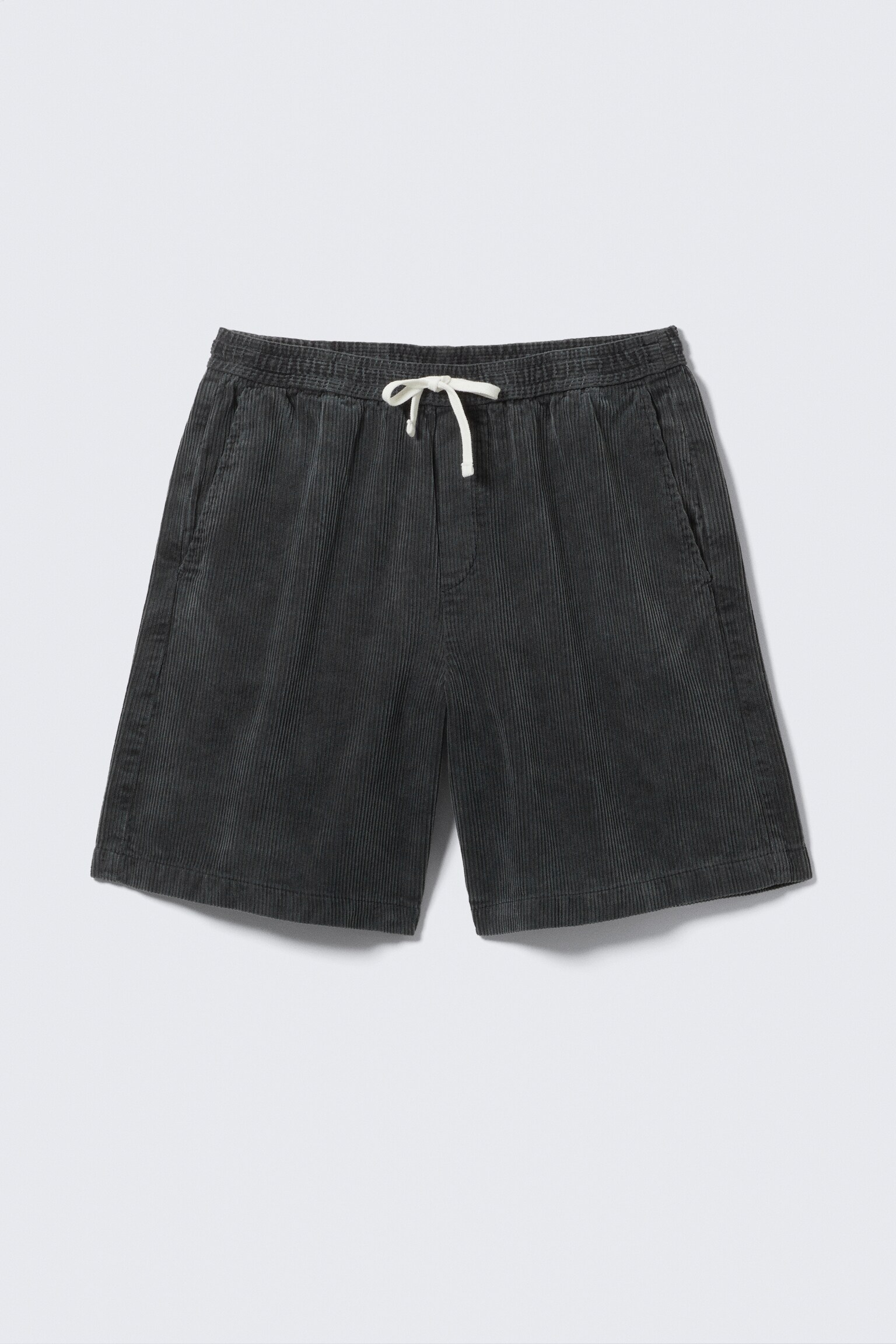 Pantalón corto holgado de pana con cordón - Negro