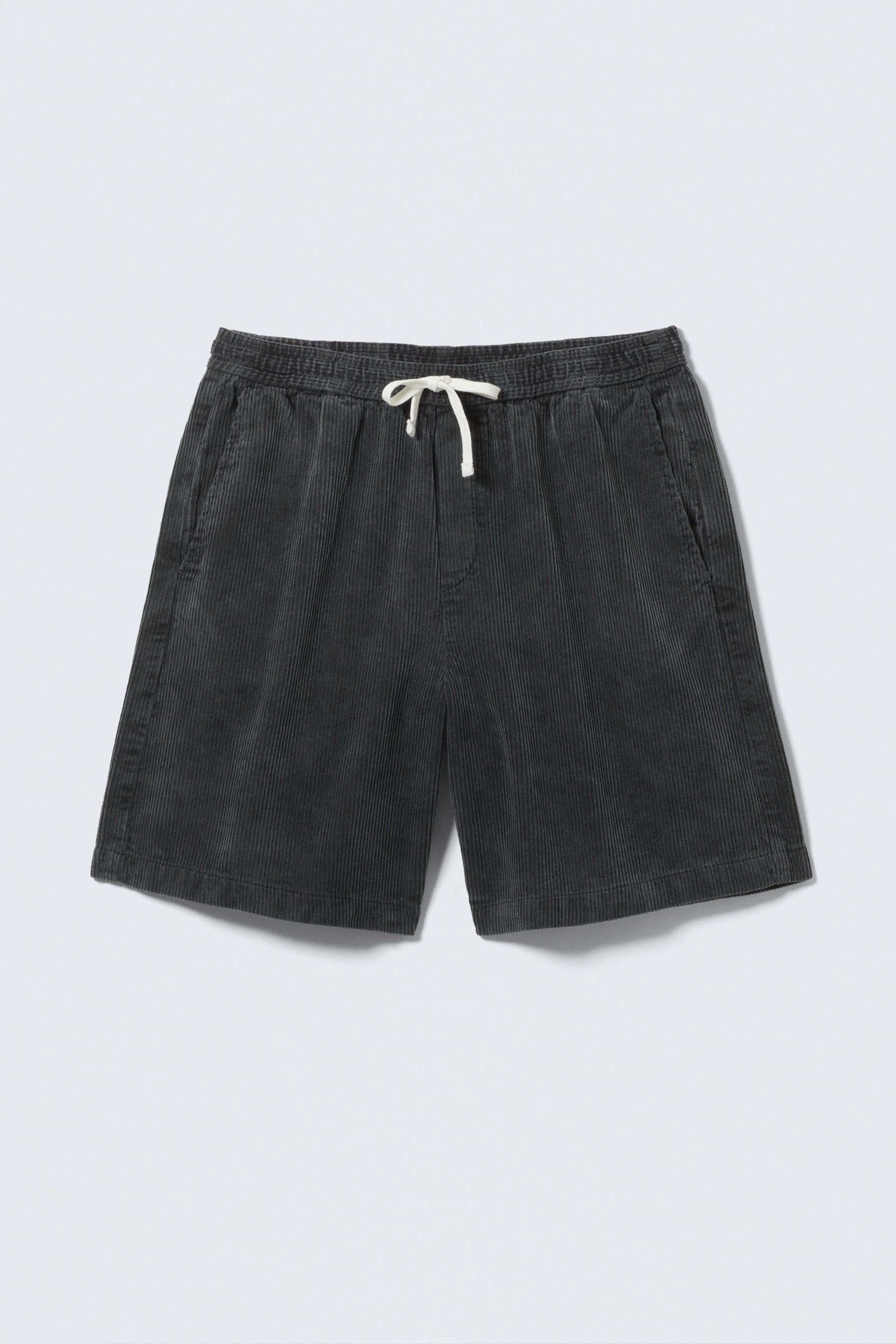 Schwarz - Entspannte Cord-Shorts mit Kordelzug - 4