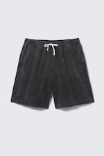 Svart - Avslappede kordfløyelsshorts med snøring - 0