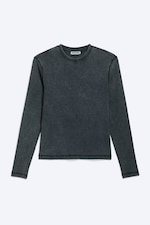 Dark Blue - Ribbed Long-Sleeved T-shirt - 3