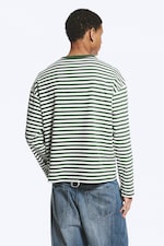Weiß & dunkelgrün gestreift - Boxy Longsleeve mit lockerer Passform - 3