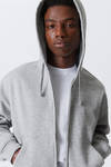 boxy midweight zip hoodie - Light Grey Melange | Weekday WW
