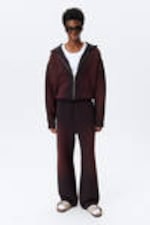 Paarsrood met wassing - Joggingbroek van gewassen scubastof - 0