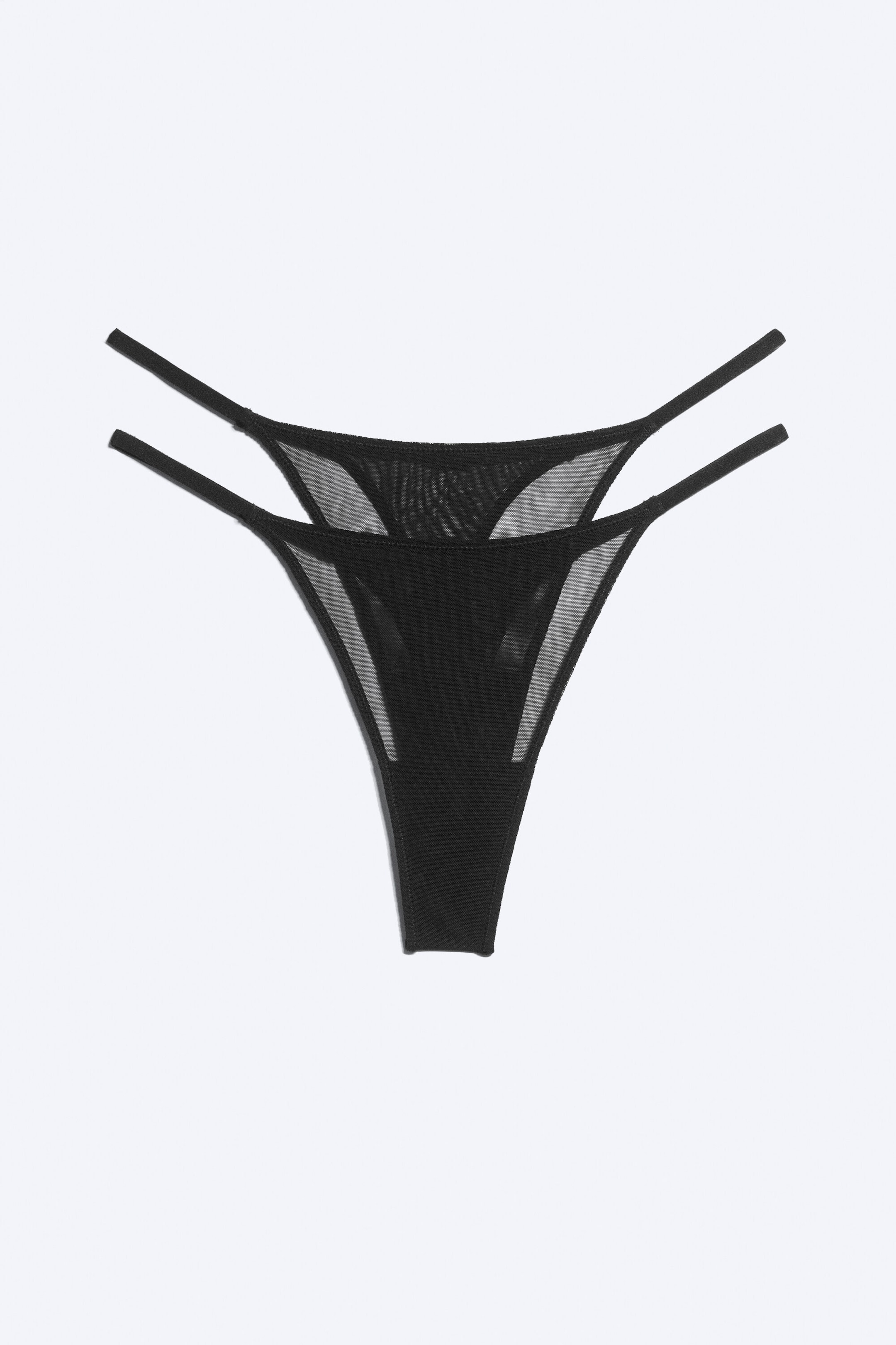 Schwarzes Mesh - 2er-Pack Tangaslips - 1