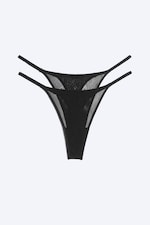 Schwarzes Mesh - 2er-Pack Tangaslips - 0