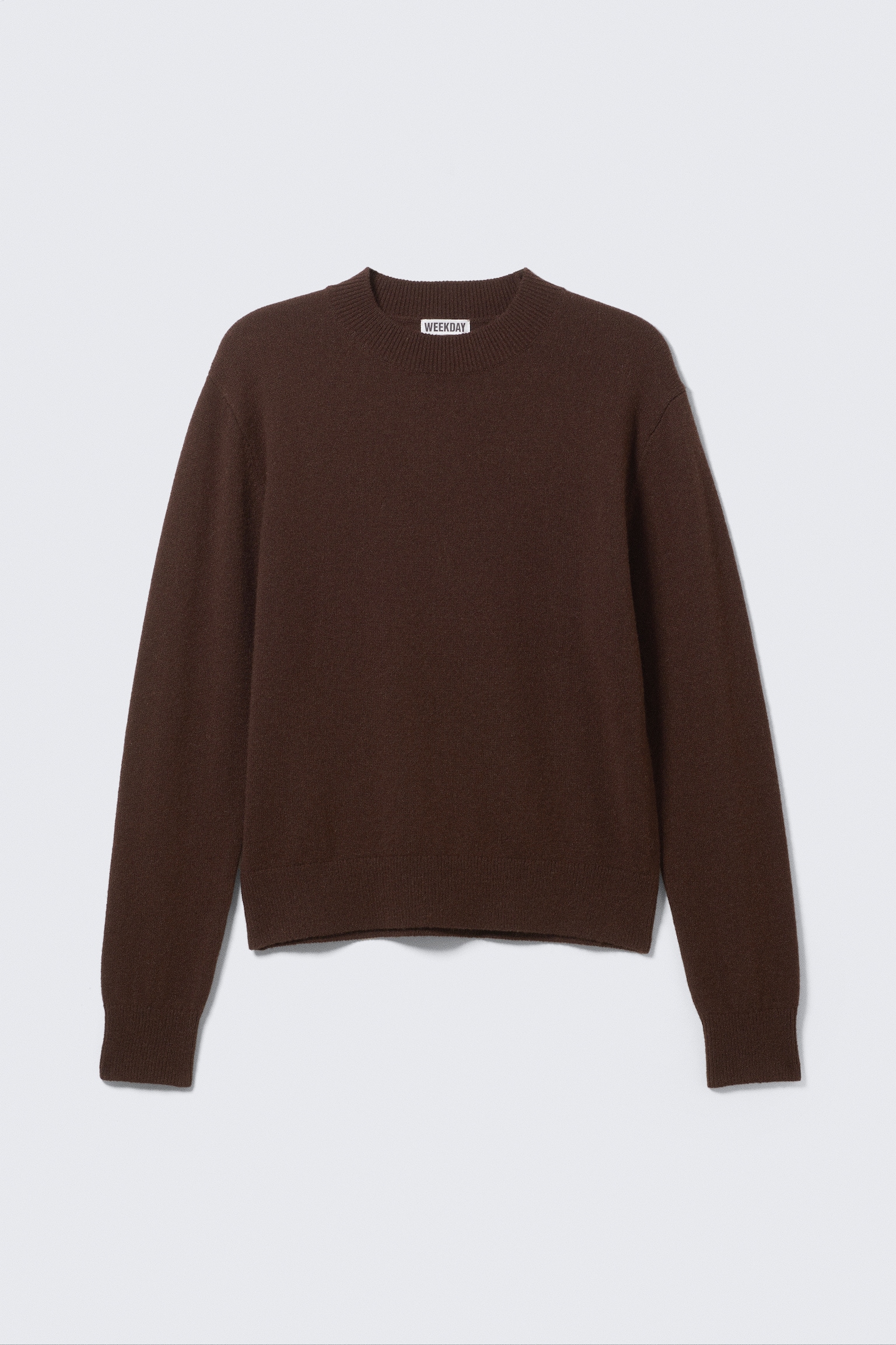 Regular Fit Wool-Blend Crew-Neck Sweater - Dark Brown/Black - 2