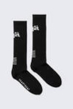 Black - Heartbeat - Graphic Knee-High Socks - 0