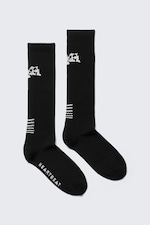 Black - Heartbeat - Graphic Knee-High Socks - 0