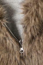 Grey Melange & Brown - Reversible Faux Fur Zip Hoodie - 8