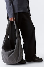 Washed Dark Grey - Washed Cotton Crossbody Bag - 1