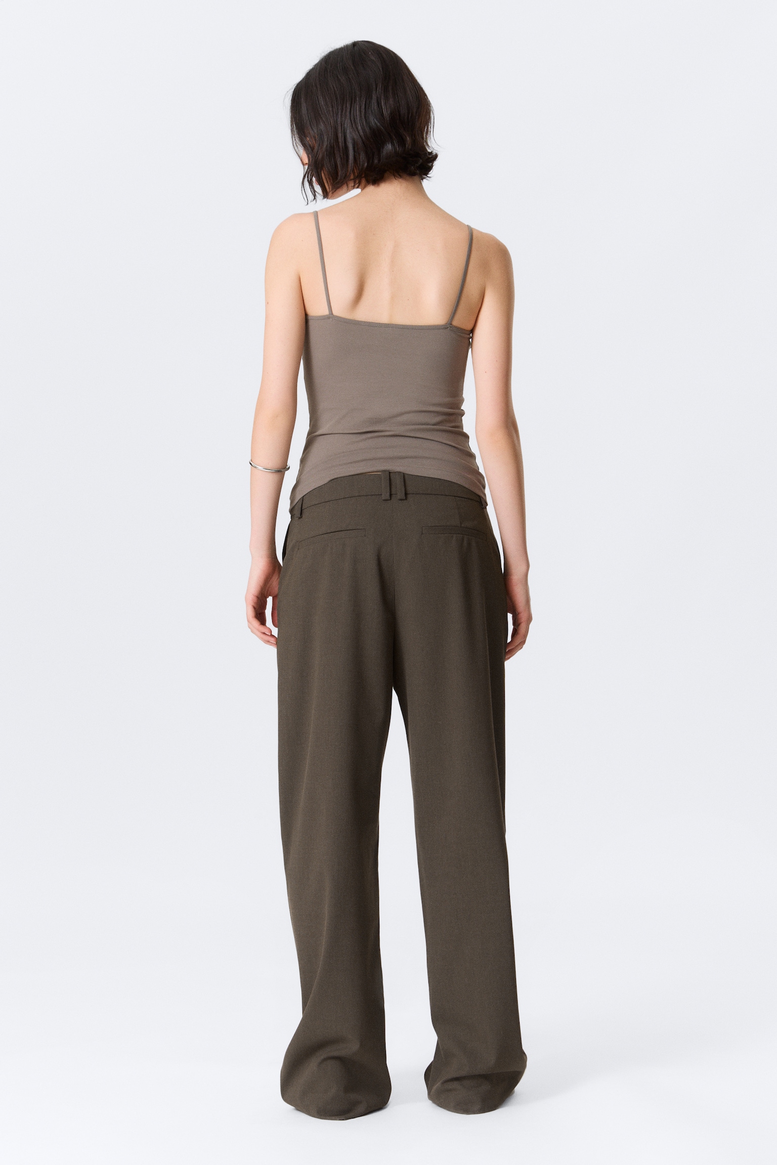 Väljälahkeiset matalavyötäröiset puvunhousut - Meleerattu tummanharmaa/Musta/Harmaanruskearaidallinen - 4