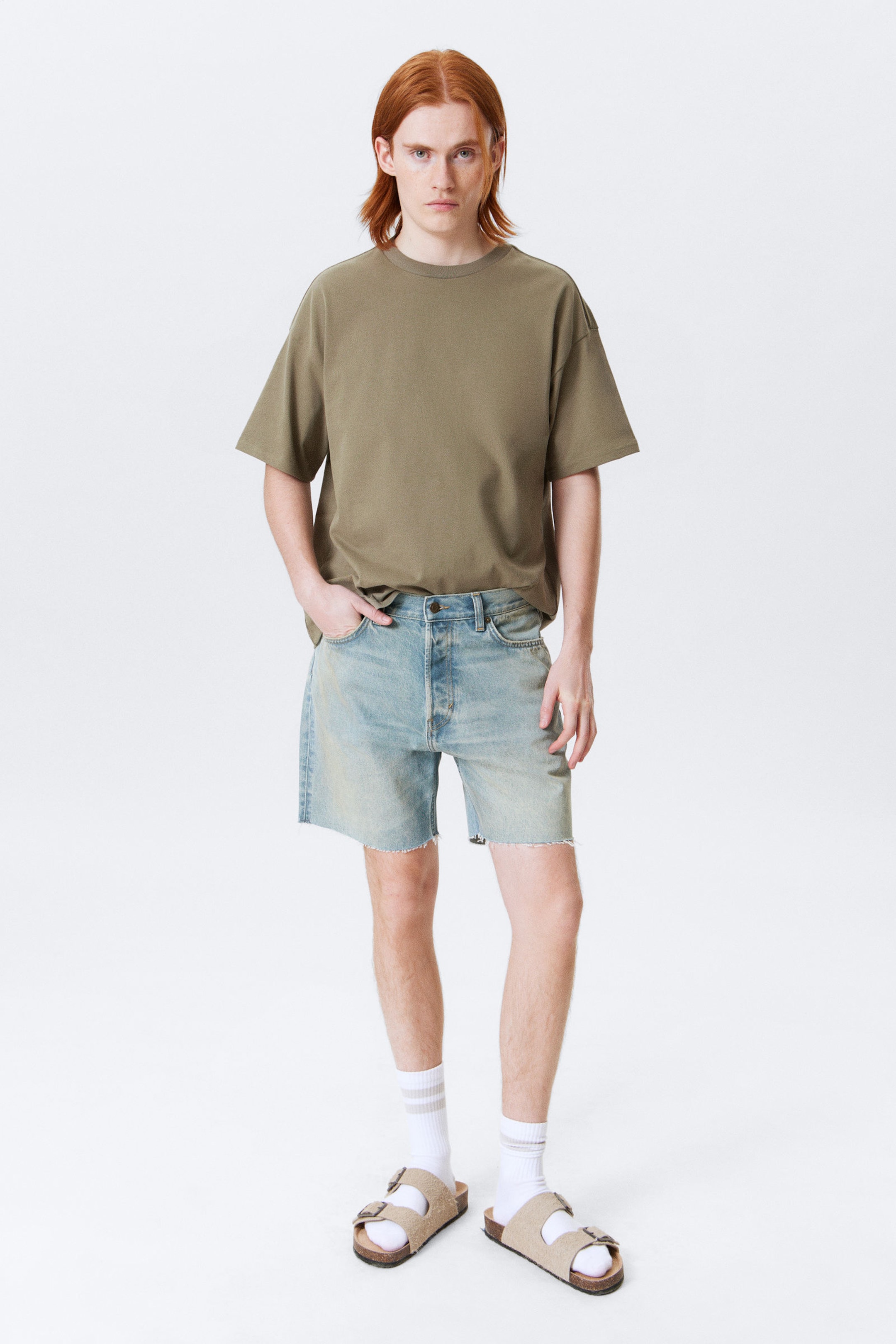 #8898AC - Space Relaxed Mid-thigh Denim Shorts - 1