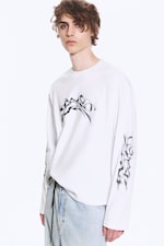Weiß - Spark-Spray - Kastiges Langarmshirt mit Grafikprint - 0