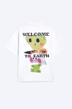 White - Welcome To Earth - T-shirt met boxy pasvorm en grafische print - 5