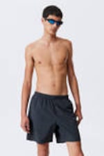 Dark Blue Check - Checked Nylon Swim Shorts - 0