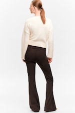 Dark Brown - Low Rise Flared Suit Trousers - 4