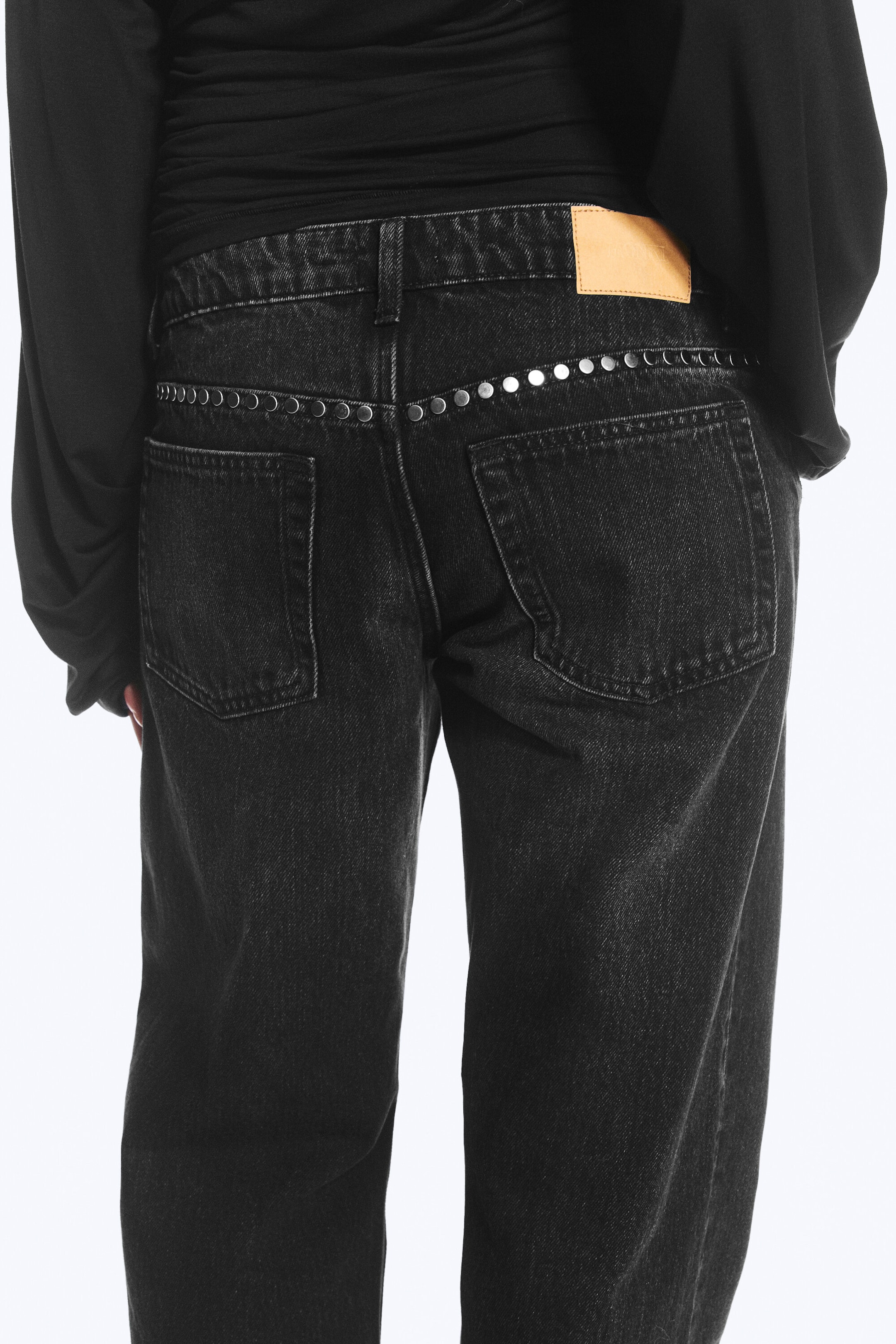Ausgewaschenes Schwarz - IMOO LOW WAIST LOOSE STRAIGHT STUD JEANS - 3