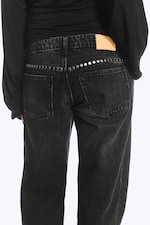 Ausgewaschenes Schwarz - IMOO LOW WAIST LOOSE STRAIGHT STUD JEANS - 3