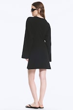 Black - Oversized Long-Sleeved Mini Dress - 2
