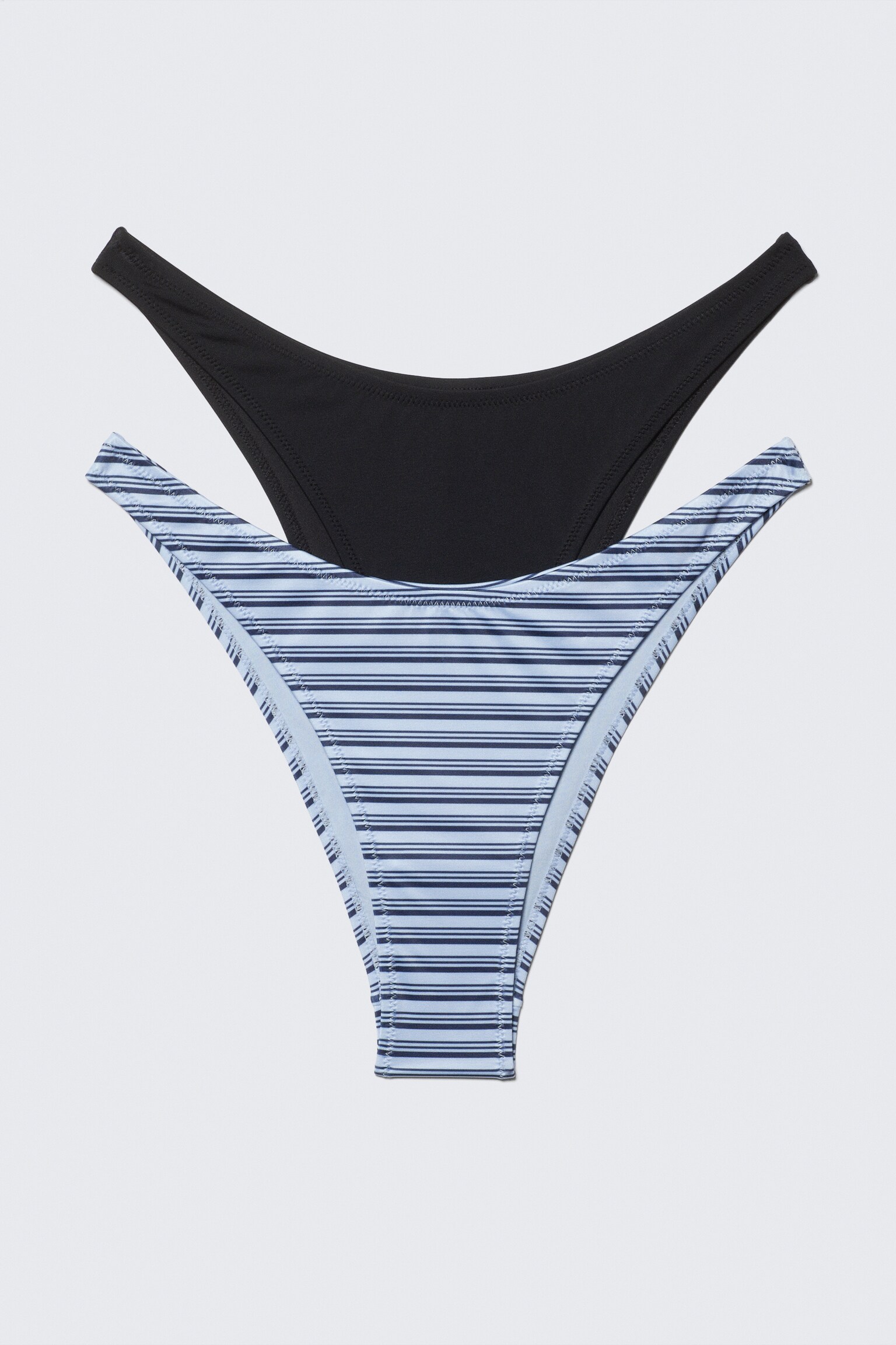 Set van 2 Braziliaanse mini-bikinibroekjes - Zwart en blauw gestreept/Black & Mole - 2