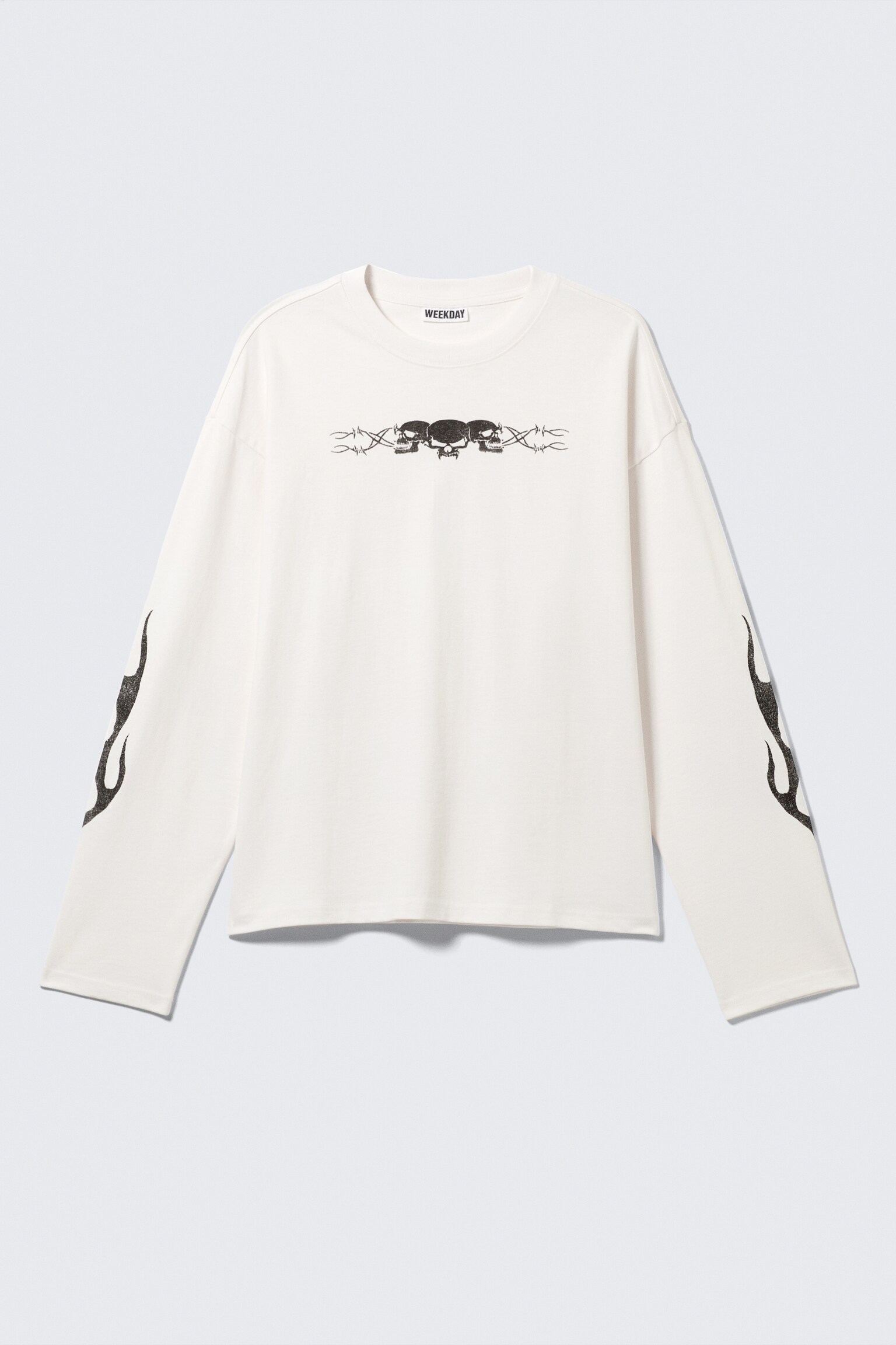 Great Boxy Graphic Long Sleeve T-shirt - White - Skull Flame/Dark Grey - Dragon Print/White - Sketch Book - 2