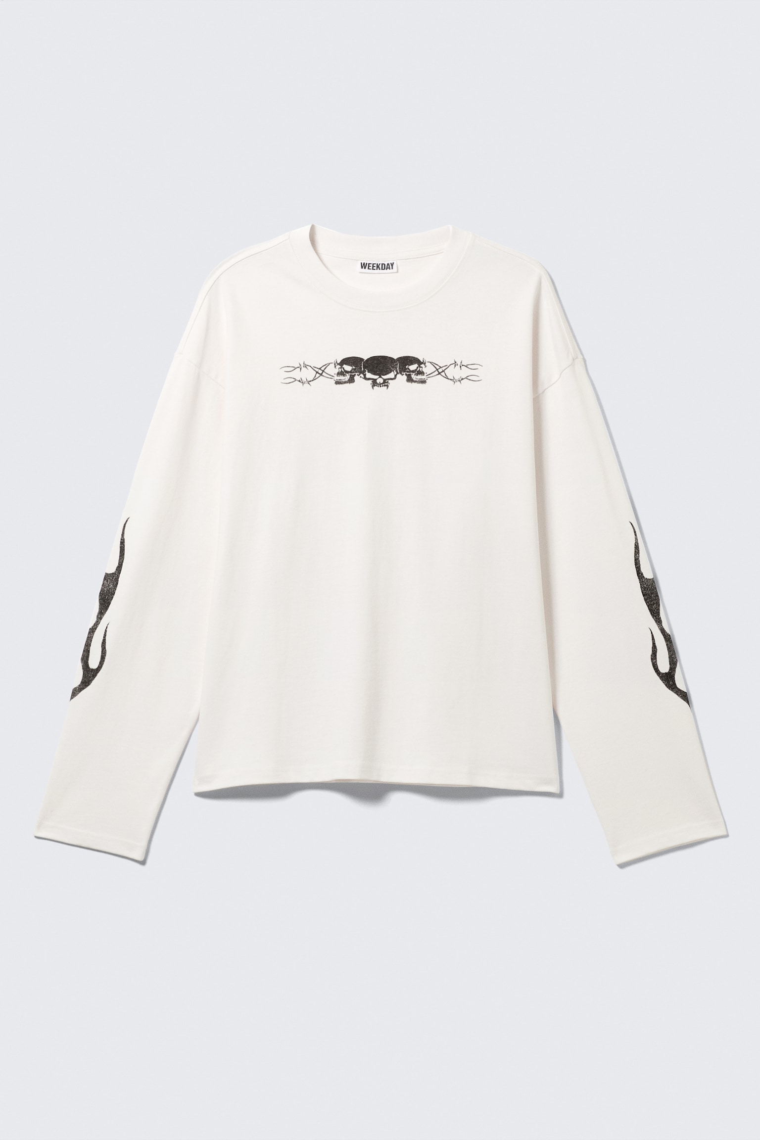 T-shirt carré graphique à manches longues Great - Blanc - Crâne enflammé/Noir - Panthères en colère/Blanc - Carnet de croquis/Gris foncé - Big Mess