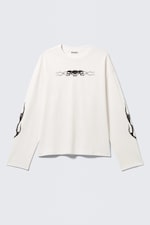 White - Skull Flame - Great Boxy Graphic Long Sleeve T-shirt - 3