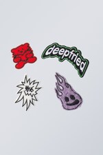 fried bear spike flame - 4-pack Iron-On Patches - 0
