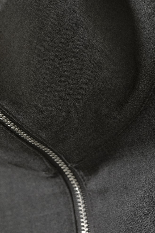 Schmal geschnittenes langärmeliges Zip-Shirt-Dunkelgrau meliert - 3