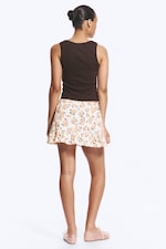 White - Floral - Low-Rise Cotton Poplin Mini Skirt - 2