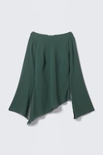 Petrol - Sheer Asymmetric Long-Sleeved Blouse - 0