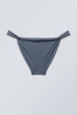 Blauw met glans - Bikinibroekje met lage taille en ruches - 0