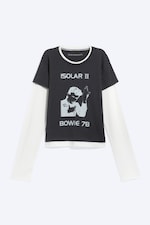 Off-black - Bowie Double-Layer Long-Sleeved T-shirt - 4