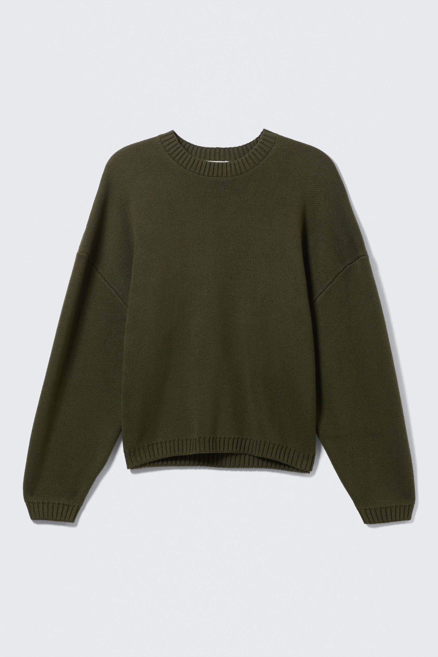 Pull oversize en coton épais - Dark Khaki Green/Noir - 2