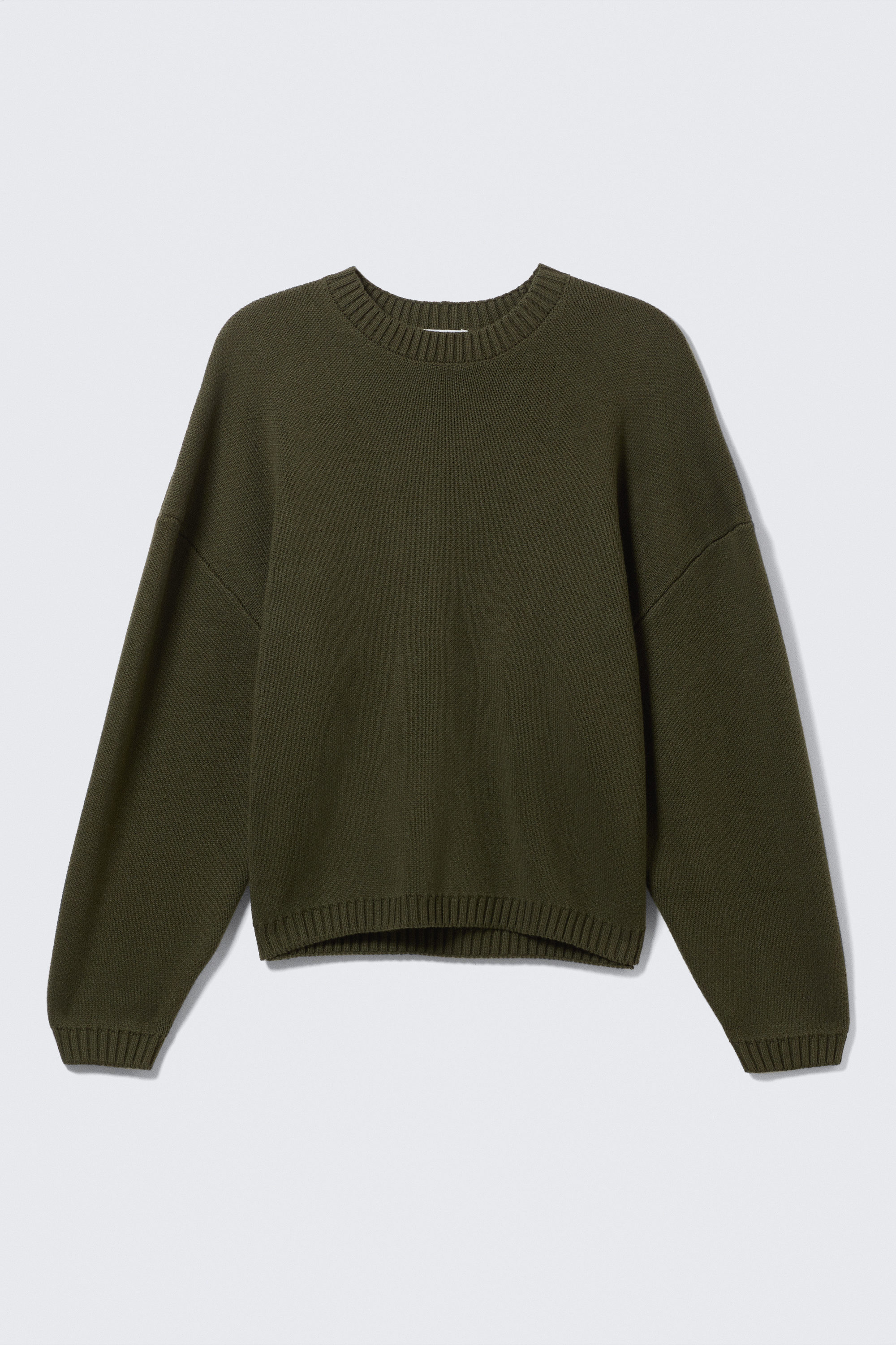 Dark Khaki Green - Oversized Tröja i tung Bomull - 3