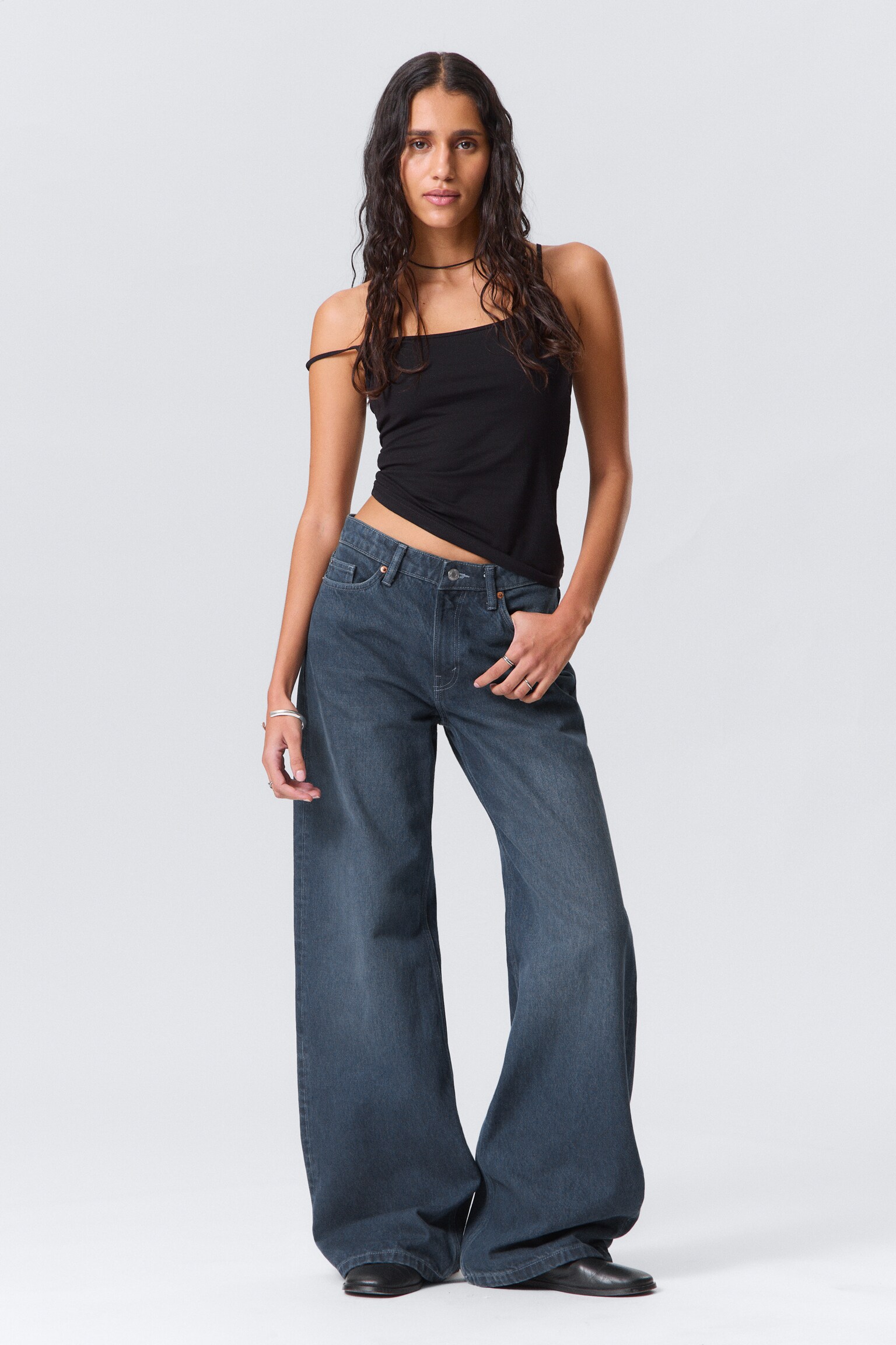 Paz Mid Rise Wide Leg Jeans - Ajax Blue - Blu scuro/Paloma Black - Nero/Perseus Blue - Blu medio - 1