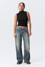 Redondo Blue - Medium Blue - Ample Low Rise Loose Wide Leg Jeans - 0