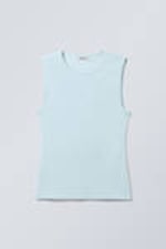 Light Blue - Fitted Cotton Tank Top - 0