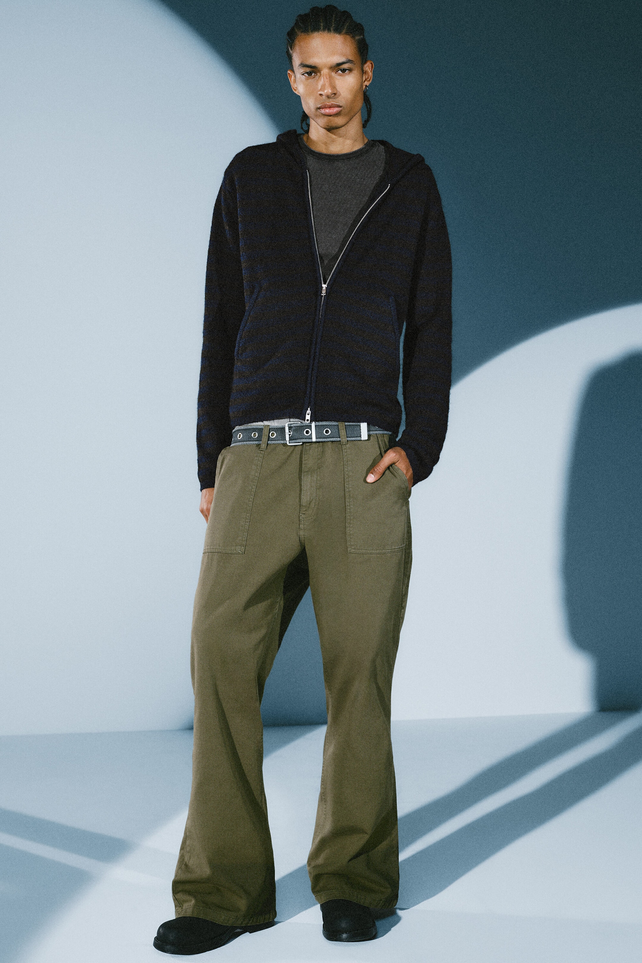 Vert kaki foncé - Pantalon workwear bootcut taille basse - 2