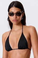 Black - Strappy Triangle Bikini Top - 1